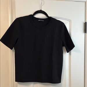 Zara Black Short Sleeve Tee Cropped Style